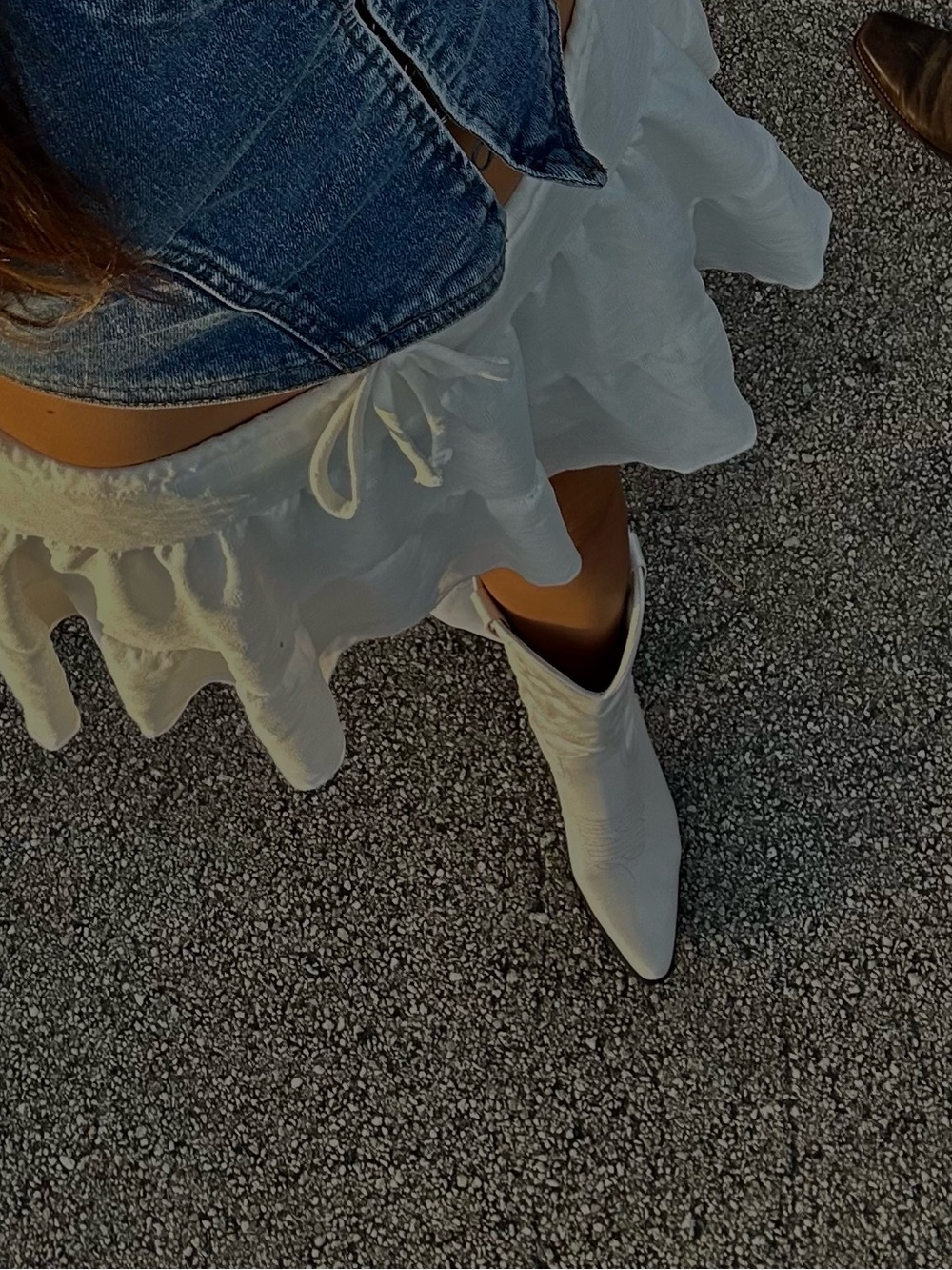 Peppermayo Light Blue Shirt with White Mini Skirt